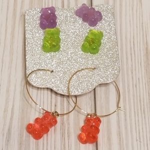 3/$25🦋 Gummy Bear Novelty Earring Set New